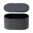 108L Oval Boucle Folding Ottoman Storage Bench Foldable Chair Deep Gray - NZHomeware