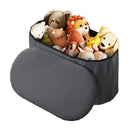 108L Oval Boucle Folding Ottoman Storage Bench Foldable Chair Deep Gray - NZHomeware