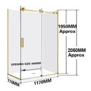 1170x770x2000mm Brushed Gold Frameless Shower Box - Sliding Door | NZ - NZHomeware
