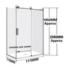 1170x770x2000mm Gunmetal Grey Frameless Shower Box - Sliding Door | NZ - NZHomeware