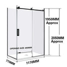 1170x770x2000mm Black Frameless Shower Box - Sliding Door | NZ - NZHomeware