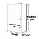 1100*750*1900mm Sliding Shower Glass Door and Return Only - NZHomeware