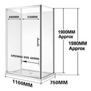 1100*750mm*1900mm Sliding Door Rectangle Shower Box - NZHomeware