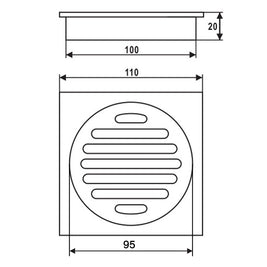 110x110mm Square Black Brass Floor Waste Shower Grate Drain Outlet 100mm - NZHomeware