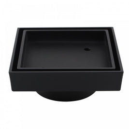 115mm Brass Black Smart Tile Insert Square Floor Waste 90mm Outlet - NZHomeware