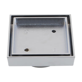 115mm Brass Chrome Smart Tile Insert Square Floor Waste 90mm Outlet - NZHomeware