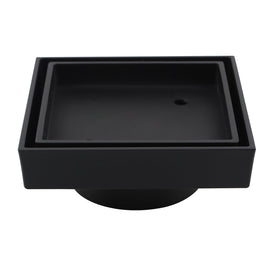 115mm Square Black Smart Tile Insert Floor Waste Brass 100mm Outlet - NZHomeware