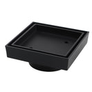 115mm Square Black Smart Tile Insert Floor Waste Brass 100mm Outlet - NZHomeware