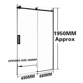 1170*1950mm Black Frameless Shower Door Only - NZHomeware