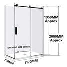 1170*770*1950mm Black Frameless Sliding Door Rectangle Shower Box - NZHomeware