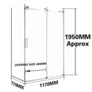 1170*770*1950mm Chrome Frameless Shower Door & Return Panel - NZHomeware