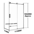 1170*770*1950mm Gunmetal Grey Frameless Shower Door & Return Panel - NZHomeware