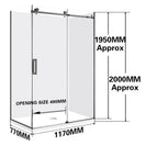 1170*770*1950mm Gunmetal Grey Frameless Sliding Door Rectangle Shower Box - NZHomeware