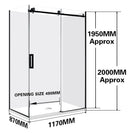 1170*870*1950mm Black Frameless Sliding Door Rectangle Shower Box - NZHomeware