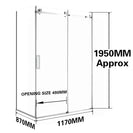 1170*870*1950mm Chrome Frameless Shower Door & Return Panel - NZHomeware