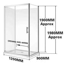 1200*900*1900mm Sliding Door Rectangle Shower Box - NZHomeware