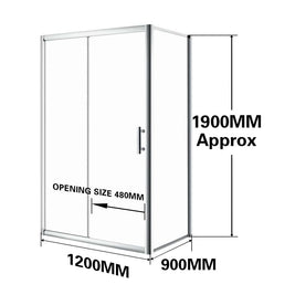 1200*900*1900mm Sliding Shower Glass Door and Return Only - NZHomeware