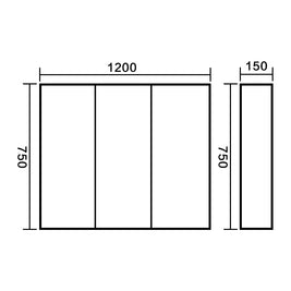 1200x150x750mm Plywood 3 - Door Dark Oak Mirror Cabinet - NZHomeware