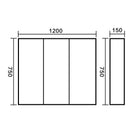 1200x150x750mm Plywood 3 - Door White Mirror Cabinet - NZHomeware