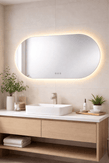 1200x600mm Backlit Led Mirror Oblong Racetrack Motion Sensor Demister Touch Sensor Switch - NZHomeware