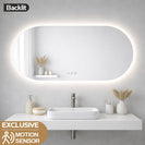 1200x600mm Backlit Led Mirror Oblong Racetrack Motion Sensor Demister Touch Sensor Switch - NZHomeware