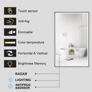 1200x750x40mm Rectangle LED Mirror with Motion Sensor Auto On Demister Touch Sensor Switch Wall Mounted Horizontal - NZHomeware
