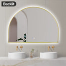 1200x850mm Backlit Brushed Yellow Gold Frame Arched LED Wall Mirror Demister - NZHomeware