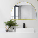 1200x850x20mm Gold Aluminum Framed Half Circle Mirror Decorative Wall Mirror Arc Mirror - NZHomeware