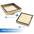 120*120mm Brushed Brass Shower Grate Floor Waste Drain Smart Tile Insert - NZHomeware