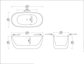 1700x780x610mm Oval Bathtub Freestanding Acrylic Apron White Bath Tub - NZHomeware