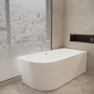 1400x720x580mm Corner Bathtub Right Corner Back to Wall Acrylic White Bathtub - NZHomeware