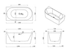 1400x720x580mm Corner Bathtub Right Corner Back to Wall Acrylic White Bathtub - NZHomeware