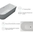 1400x720x580mm Corner Bathtub Right Corner Back to Wall Acrylic White Bathtub - NZHomeware