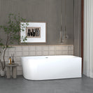 1400x720x580mm Corner Bathtub Right Corner Back to Wall Acrylic White Bathtub - NZHomeware