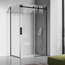 1470*870*1950mm Black Frameless Shower Door & Return Panel - NZHomeware