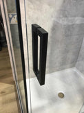 1470*870*1950mm Black Frameless Shower Door & Return Panel - NZHomeware