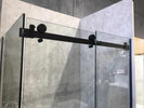 1470*870*1950mm Black Frameless Shower Door & Return Panel - NZHomeware