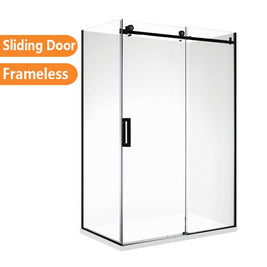 1470*870*1950mm Black Frameless Sliding Door Rectangle Shower Box - NZHomeware