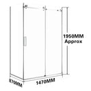 1470*870*1950mm Chrome Frameless Shower Door & Return Panel - NZHomeware