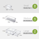 14pcs Stackable BPA - Free Refrigerator Storage Bins Pull Out Storage Drawer with Lids Drain Trays Kitchen Organization Transparent Food Storage Bins Set - NZHomeware