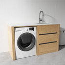 1500MM Light Oak Laundry Tub - Plywood Cabinet&Marble Bench with Sink - NZHomeware