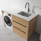 1500MM Light Oak Laundry Tub - Plywood Cabinet&Marble Bench with Sink - NZHomeware