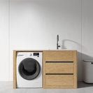 1500MM Light Oak Laundry Tub - Plywood Cabinet&Marble Bench with Sink - NZHomeware