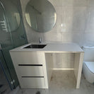 1500MM White Laundry Tub - Plywood Cabinet&Marble Bench with Sink - NZHomeware