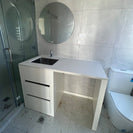 1500MM White Laundry Tub - Plywood Cabinet&Marble Bench with Sink - NZHomeware