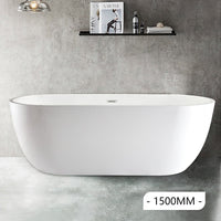 1500x700x580mm Oval Bathtub Freestanding Acrylic Apron White Bath Tub - NZHomeware