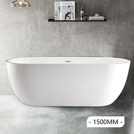 1500x700x580mm Oval Bathtub Freestanding Acrylic Apron White Bath Tub - NZHomeware