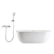 1500x700x580mm Oval Freestanding Acrylic Apron White Bathtub with Solid Brass Mixer Diverter & ABS Handheld Shower Tap Set - NZHomeware