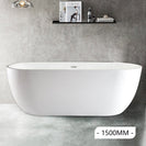 1500x700x580mm Oval Freestanding Acrylic Apron White Bathtub with Solid Brass Mixer Diverter & ABS Handheld Shower Tap Set - NZHomeware