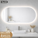 1500x750mm Backlit Led Mirror Oblong Racetrack Motion Sensor Demister Touch Sensor Switch - NZHomeware